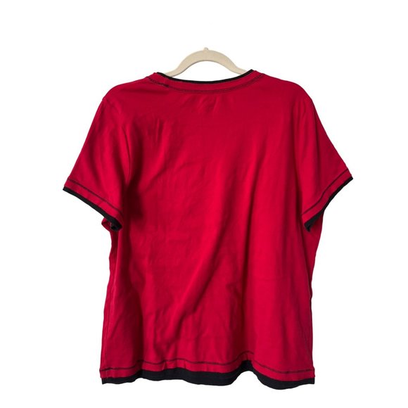 SJB Active Short Sleeve Graphic Tee Women 1X Red Cotton Layered Classic Trendy - Picture 2 of 8